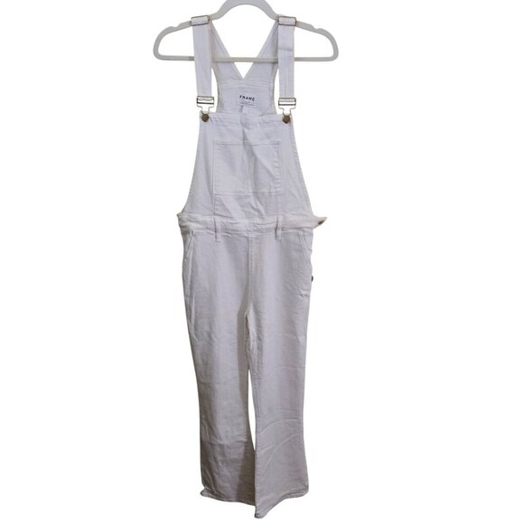 Frame Denim Le Garcon White Denim Overalls ASO Rhianna Isabella Calthorpe Size M - Picture 2 of 13